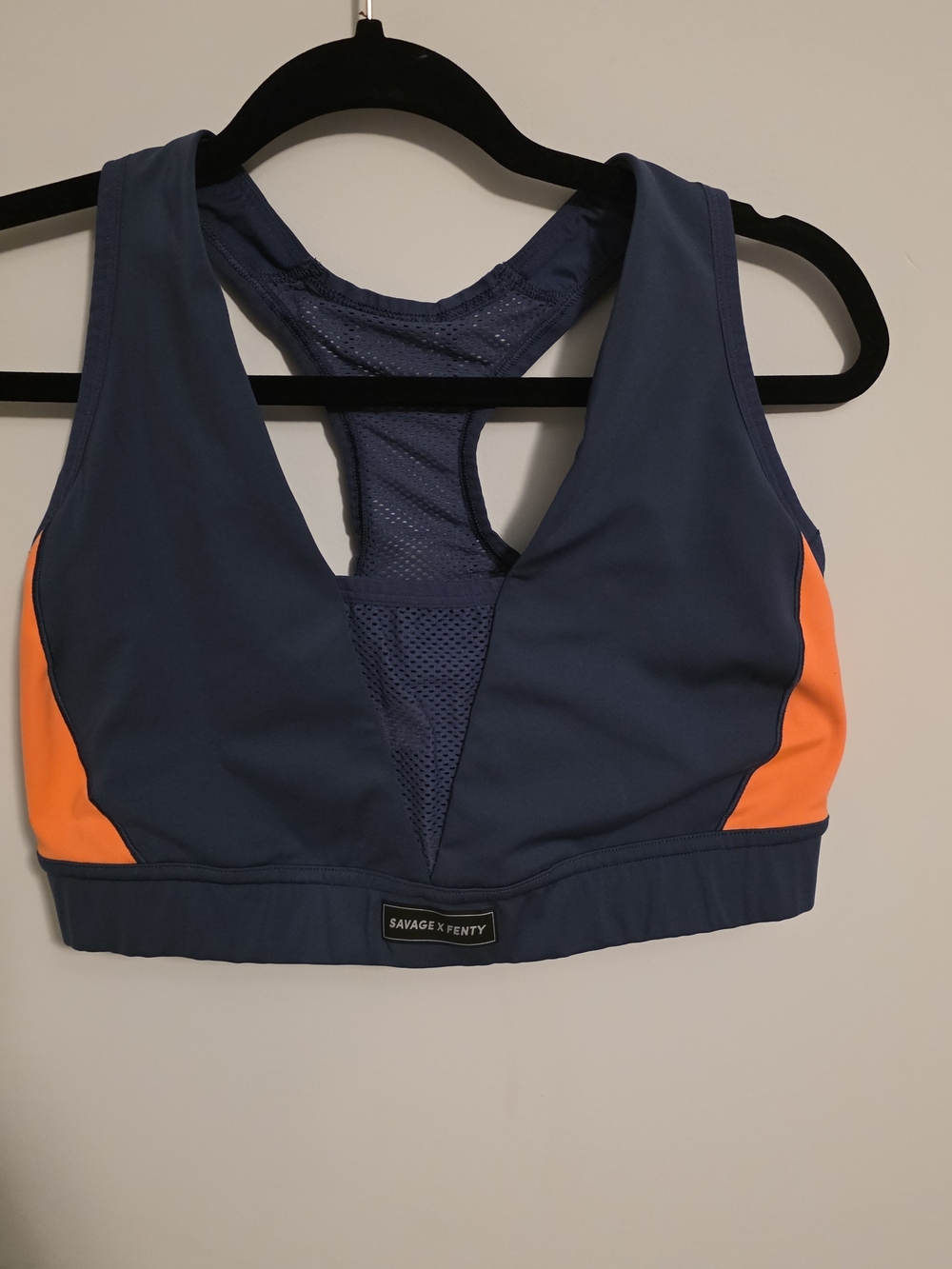 Savage X Fenty Racerback Sports Bra Navy Orange Plus Size 2X